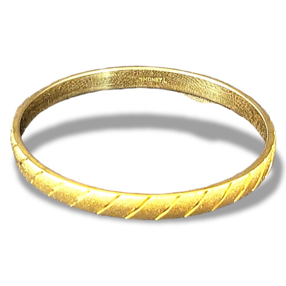 Vintage Jewelry Single Bangle Bracelet Signed Monet Gold Tone